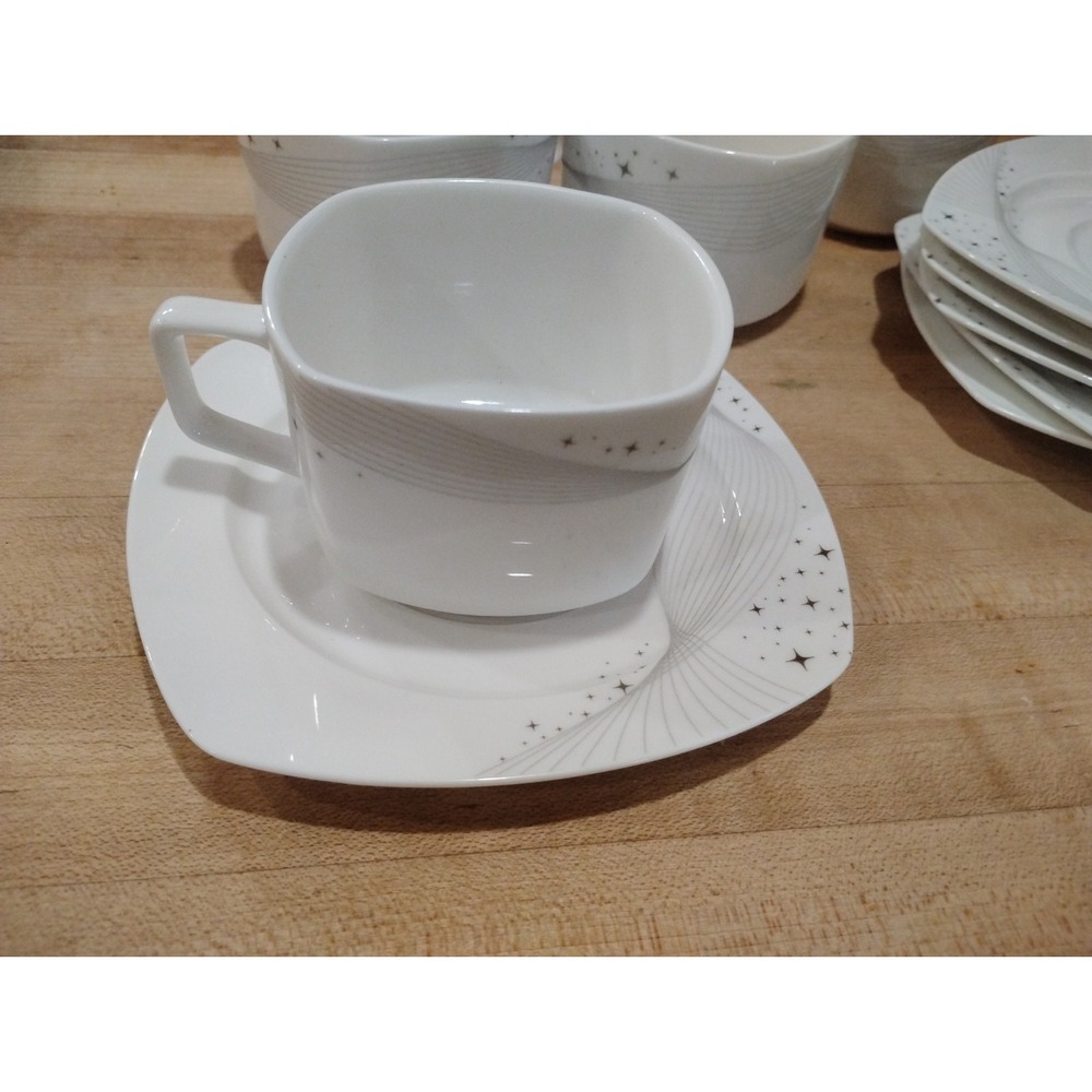 4 Cups & 5 Saucers Shafer Bone Porcelain Chafer Concept Mcm Star Design